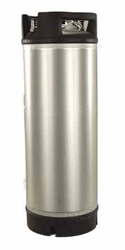 A Cornelius ("corny") keg — the homebrewer's standard for force-carbonating and serving, and the gateway to draft systems (Vol 9).