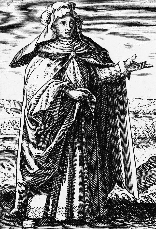 Mary the Jewess (Maria Prophetissa), depicted in Michael Maier's 1617 Symbola Aureae Mensae — credited with inventing the tribikos and the kerotakis vapor bath, and the namesake of the bain-marie