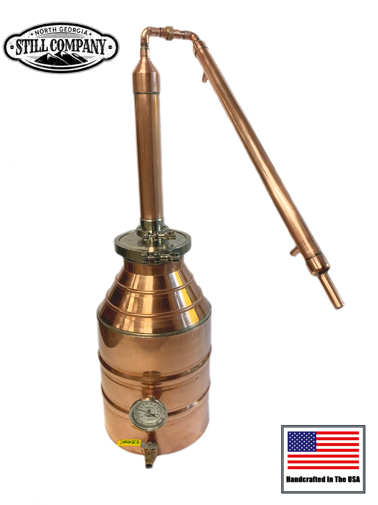 North Georgia Still Company 5-gallon copper still — 20 oz / 22-gauge copper throughout, hand-built one at a time in Dahlonega, Georgia (reference only, vendor copyright)