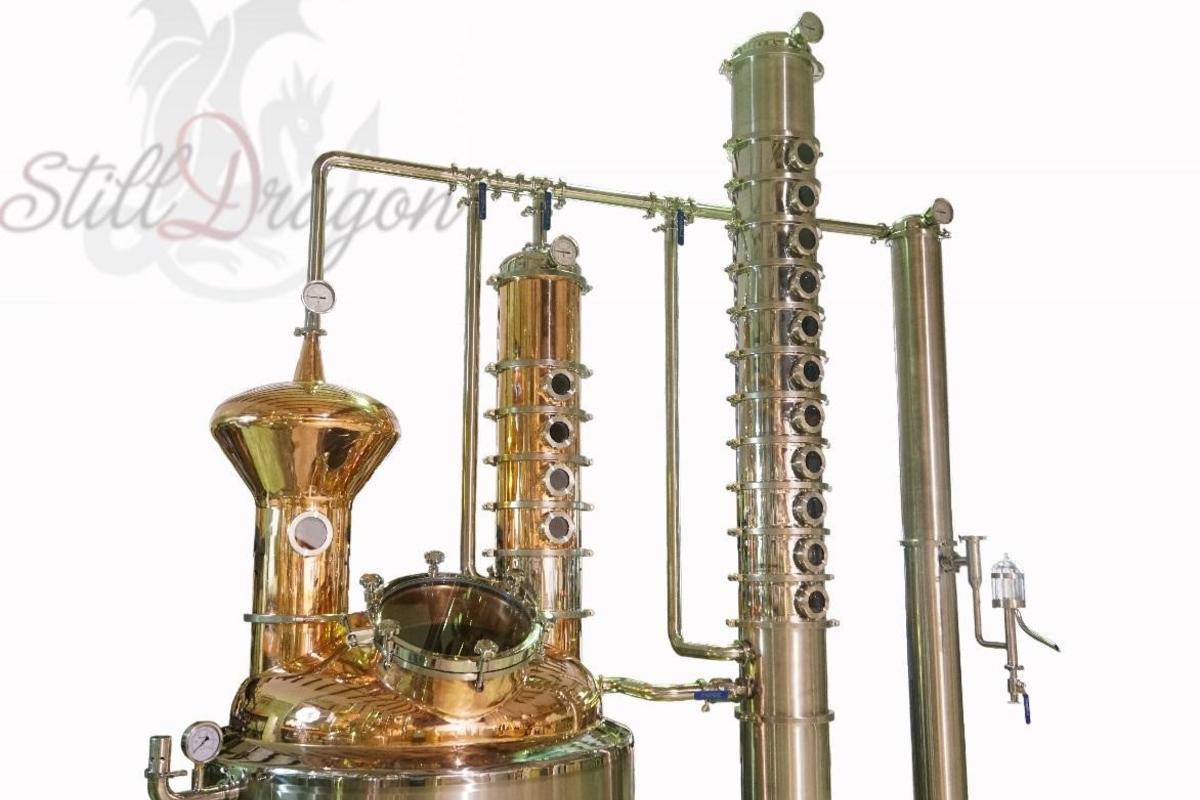 Representative StillDragon copper modular components — tri-clamp construction throughout means every piece stays compatible with future upgrades; same component quality used by commercial craft distilleries (reference only, vendor copyright)